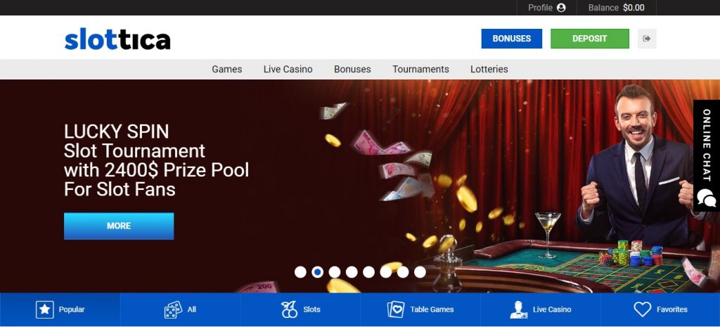 slottica casino login